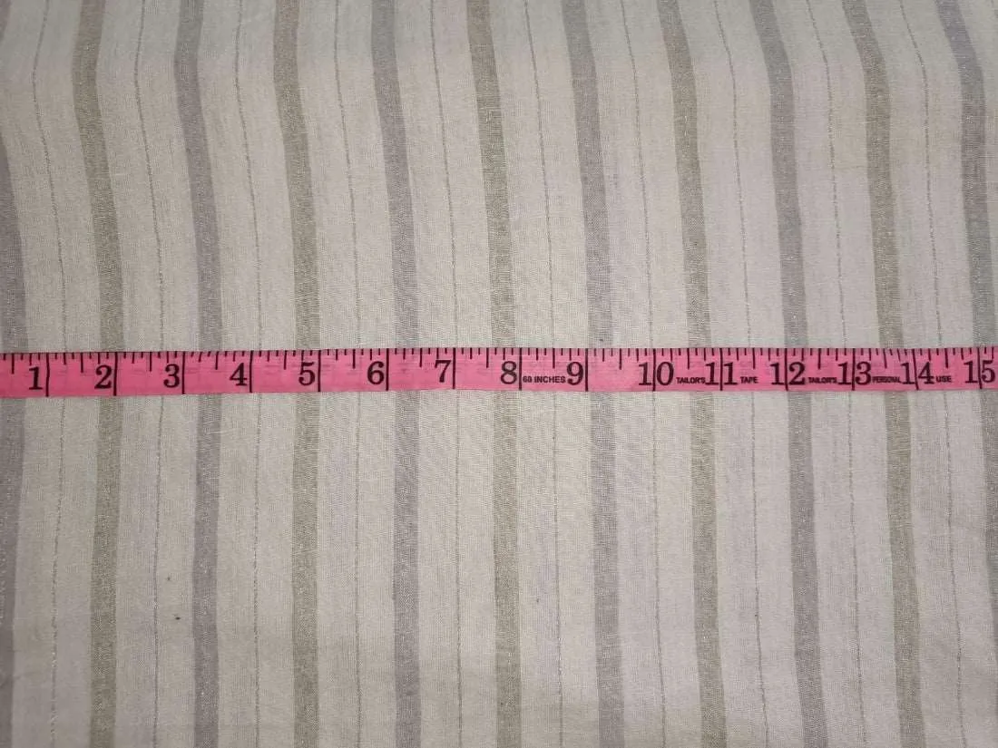 100 % pure linen fabric ivory colour with ivory stripes 58" wide