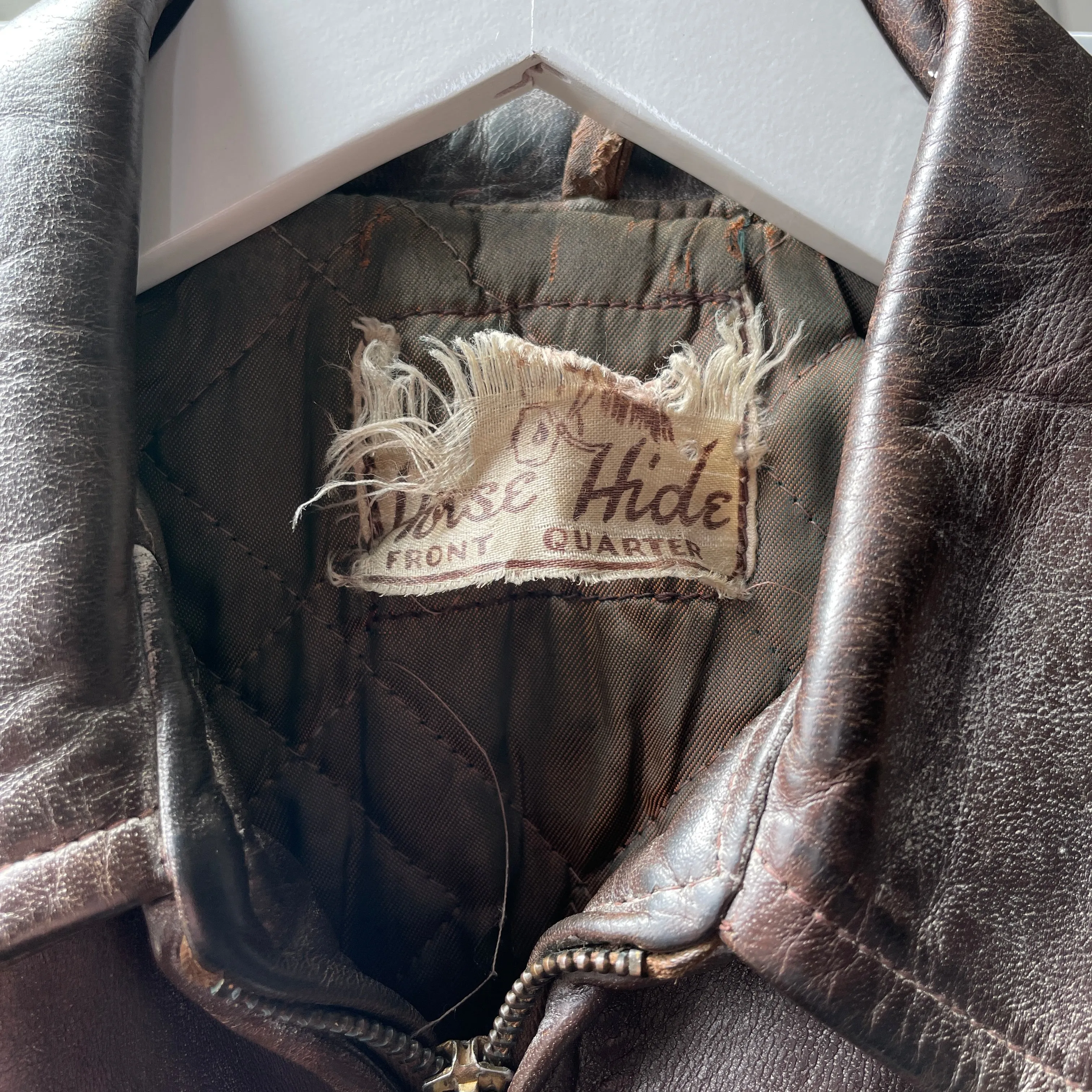 50’s Horse Hide Leather Jacket - Medium