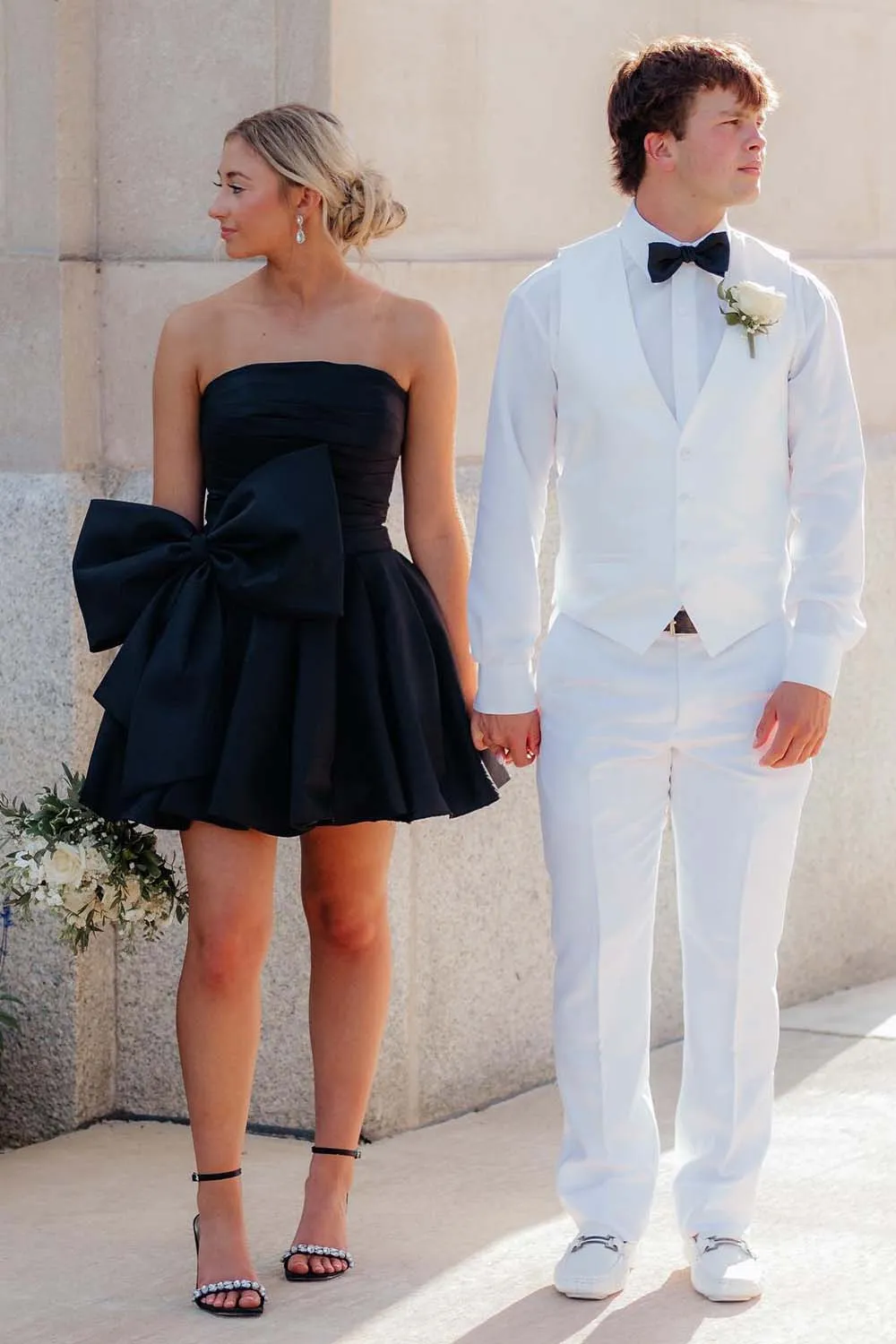 A-Line Strapless Homecoming Dress with Bow