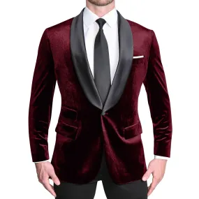 Athletic Fit Stretch Tuxedo - Maroon Velvet