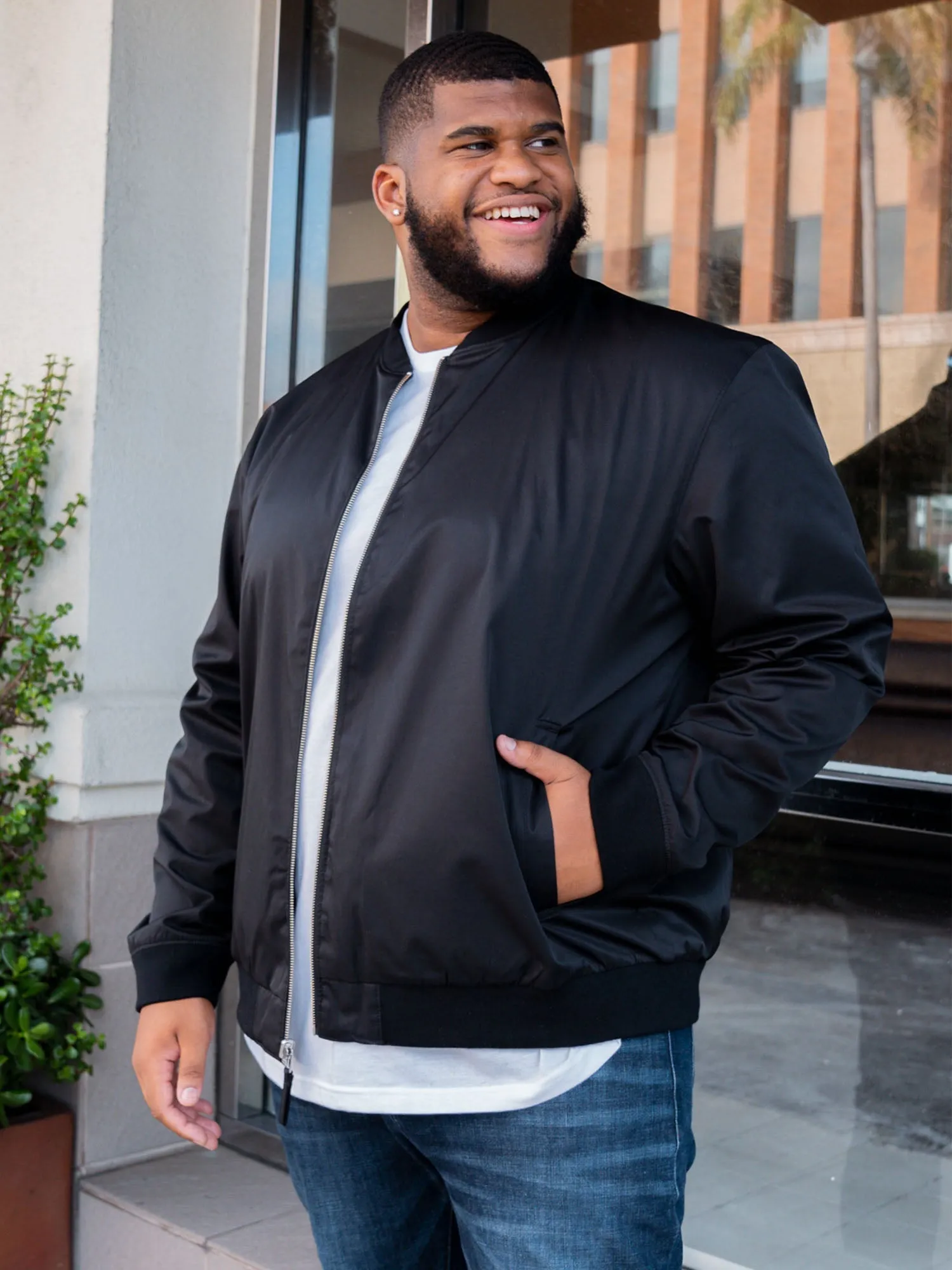 Black Reversible Bomber Jacket
