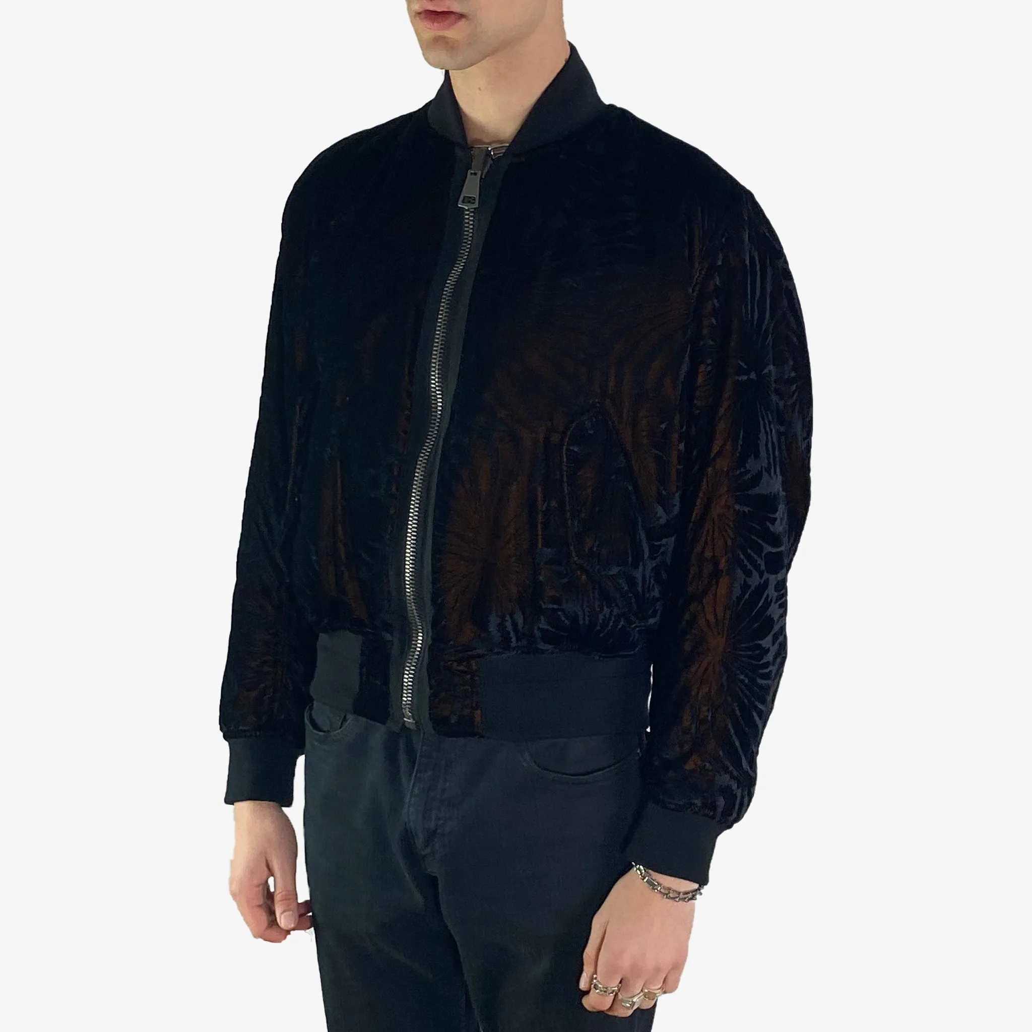 Black Reversible Velvet Bomber