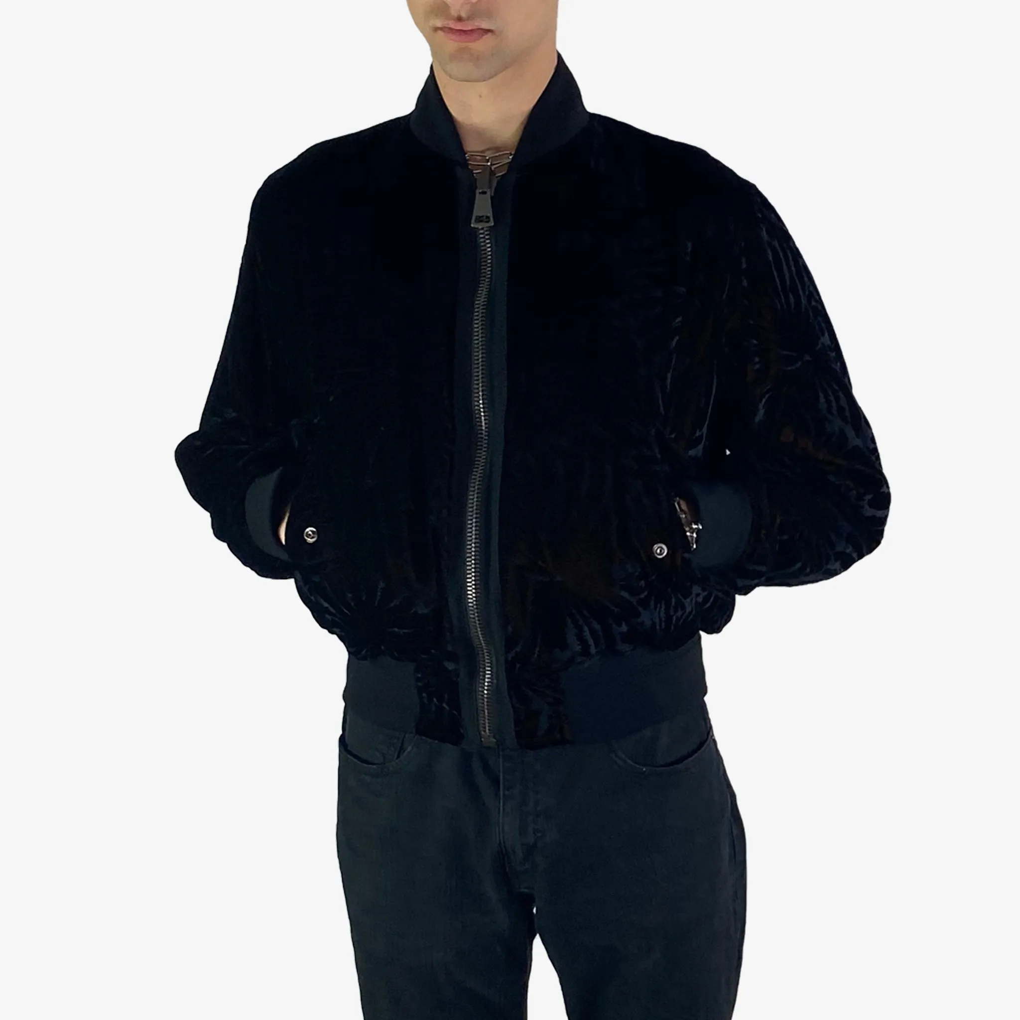 Black Reversible Velvet Bomber