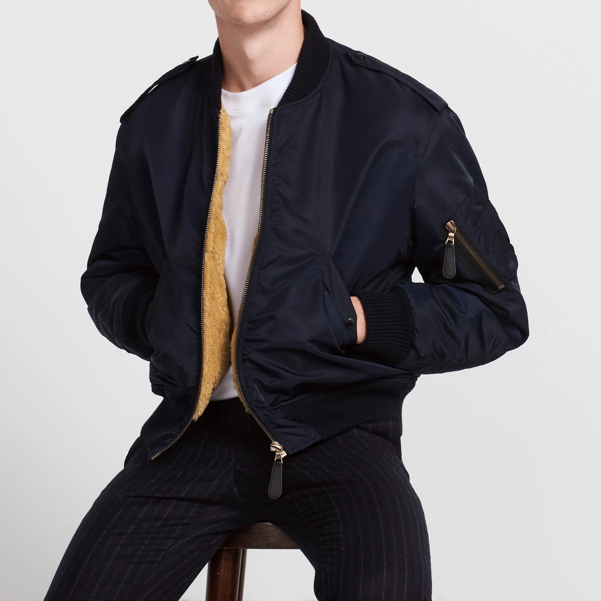 Bombers doublé de mouton contrasté