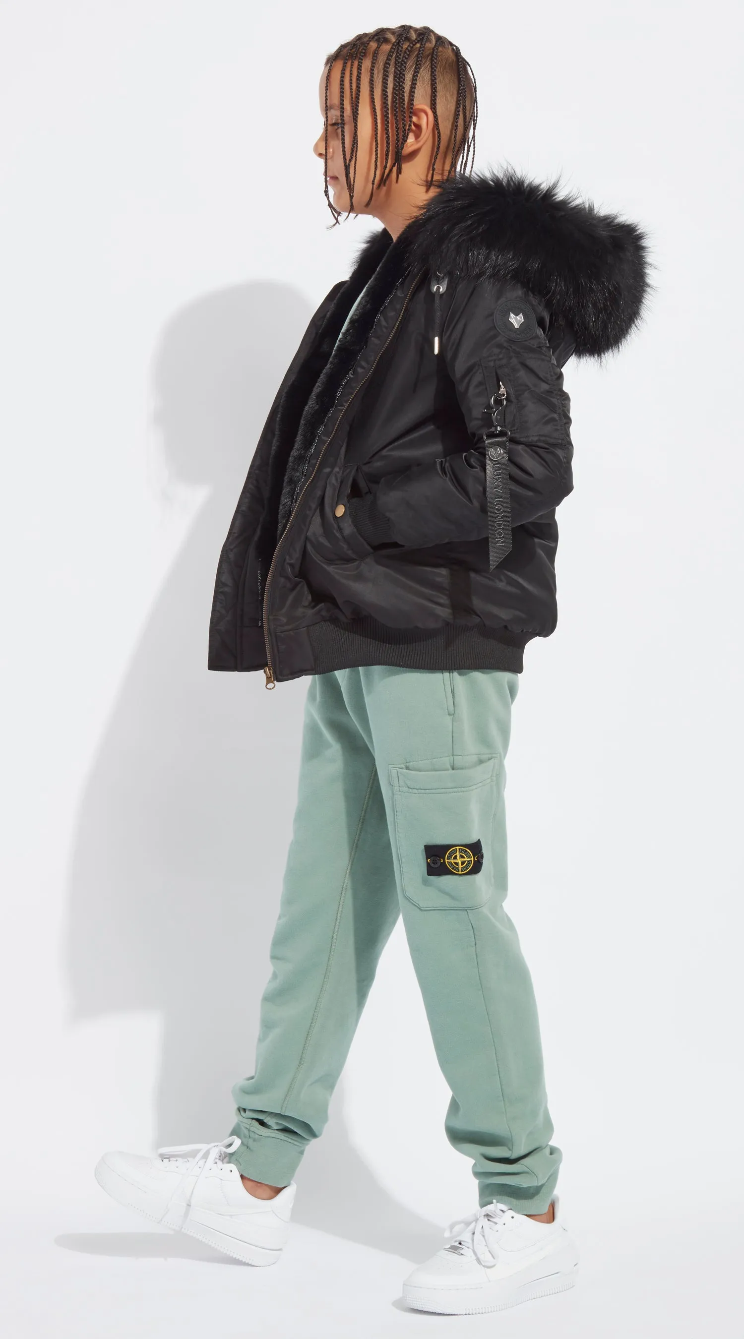 Boys Black Luxy Fur Bomber