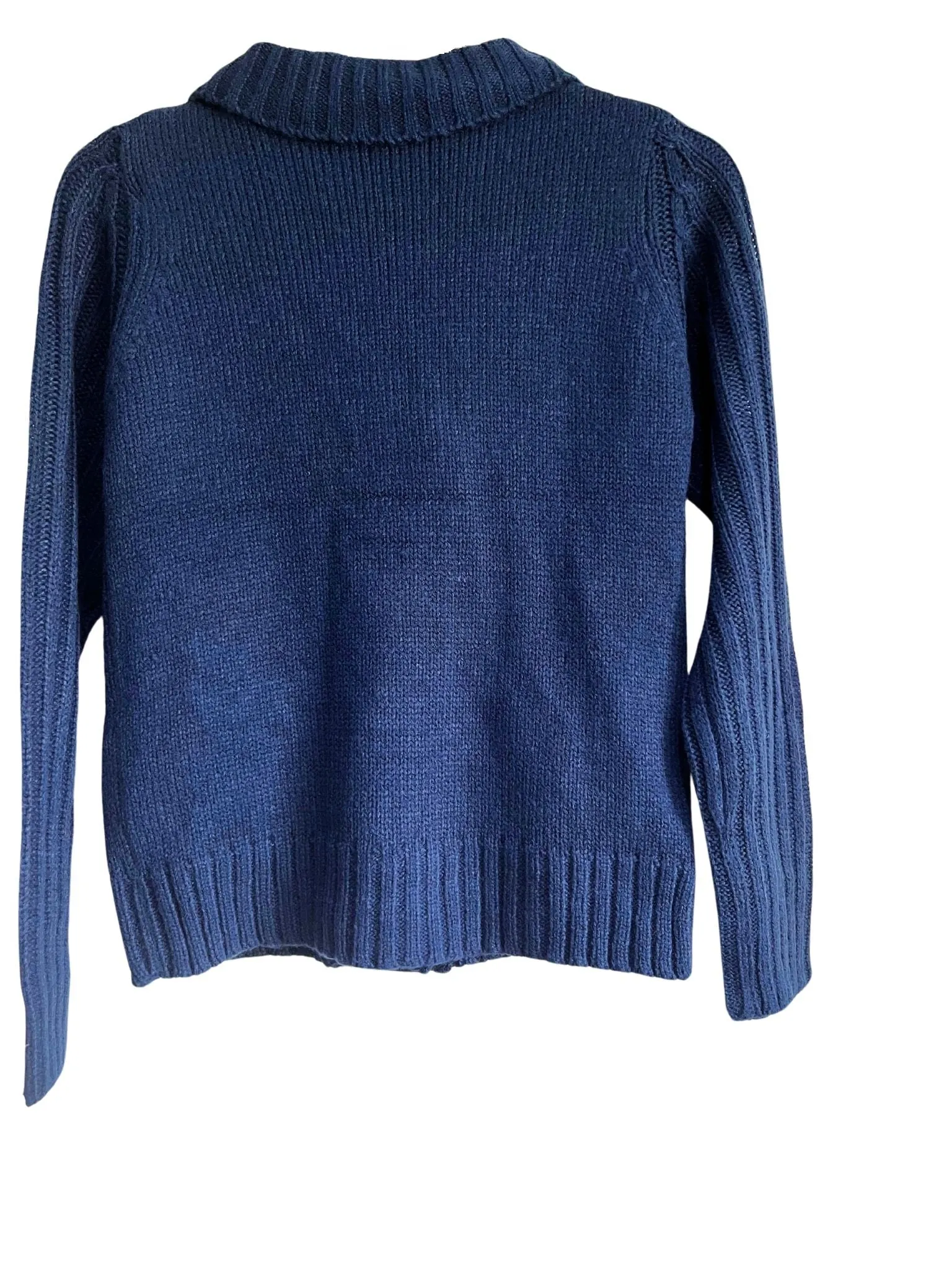 Boys Navy Open Collar Toggle Buttons Thick Cable Knit Longsleeve Cardigans