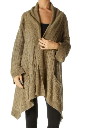 Brown Cable Knit Oversized Cardigan