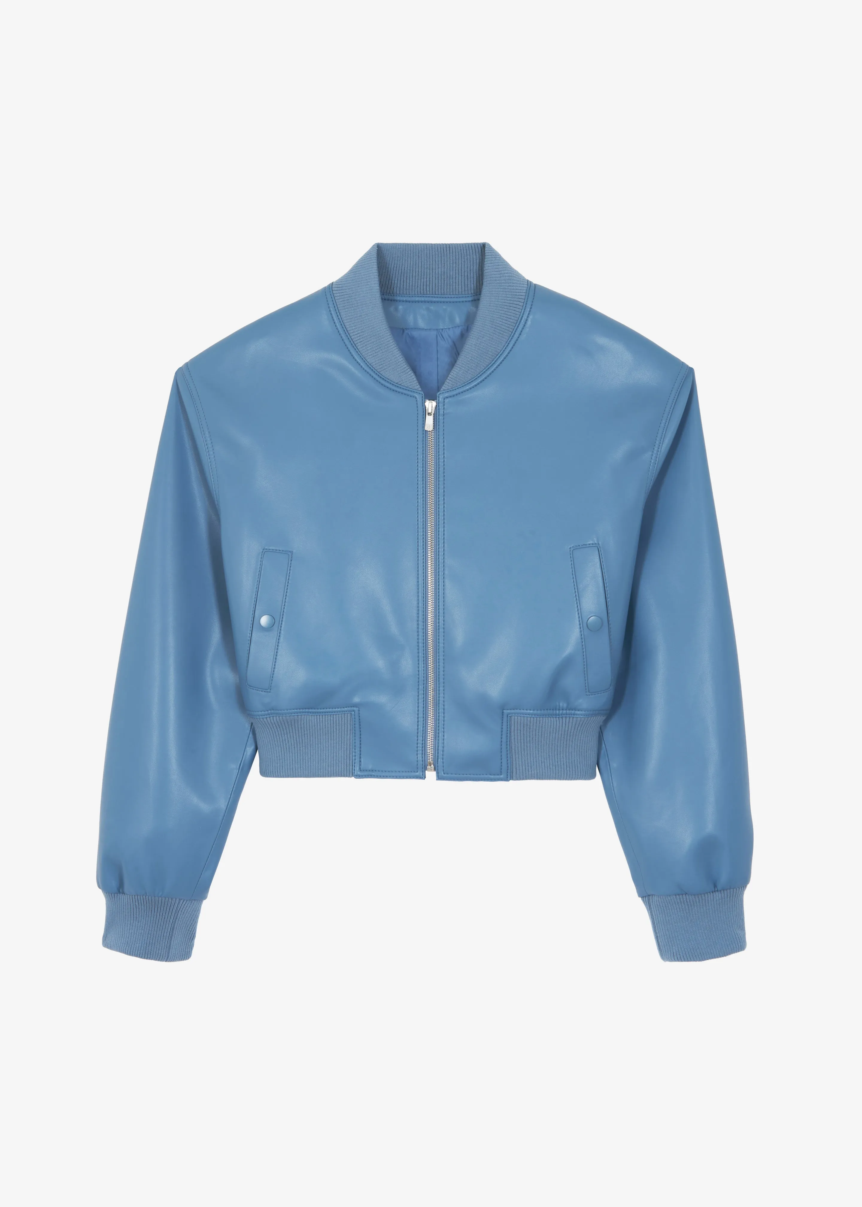 Cassie Faux Leather Bomber - Blue