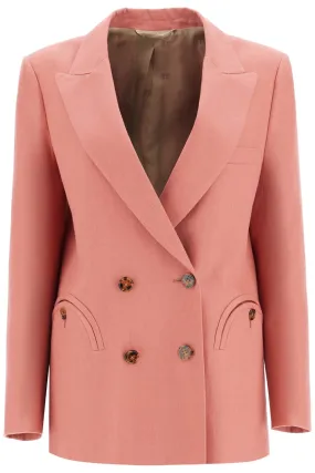 coral linen single-breasted blazer with turtle style buttons BZEND01 B MS1 CASSIS