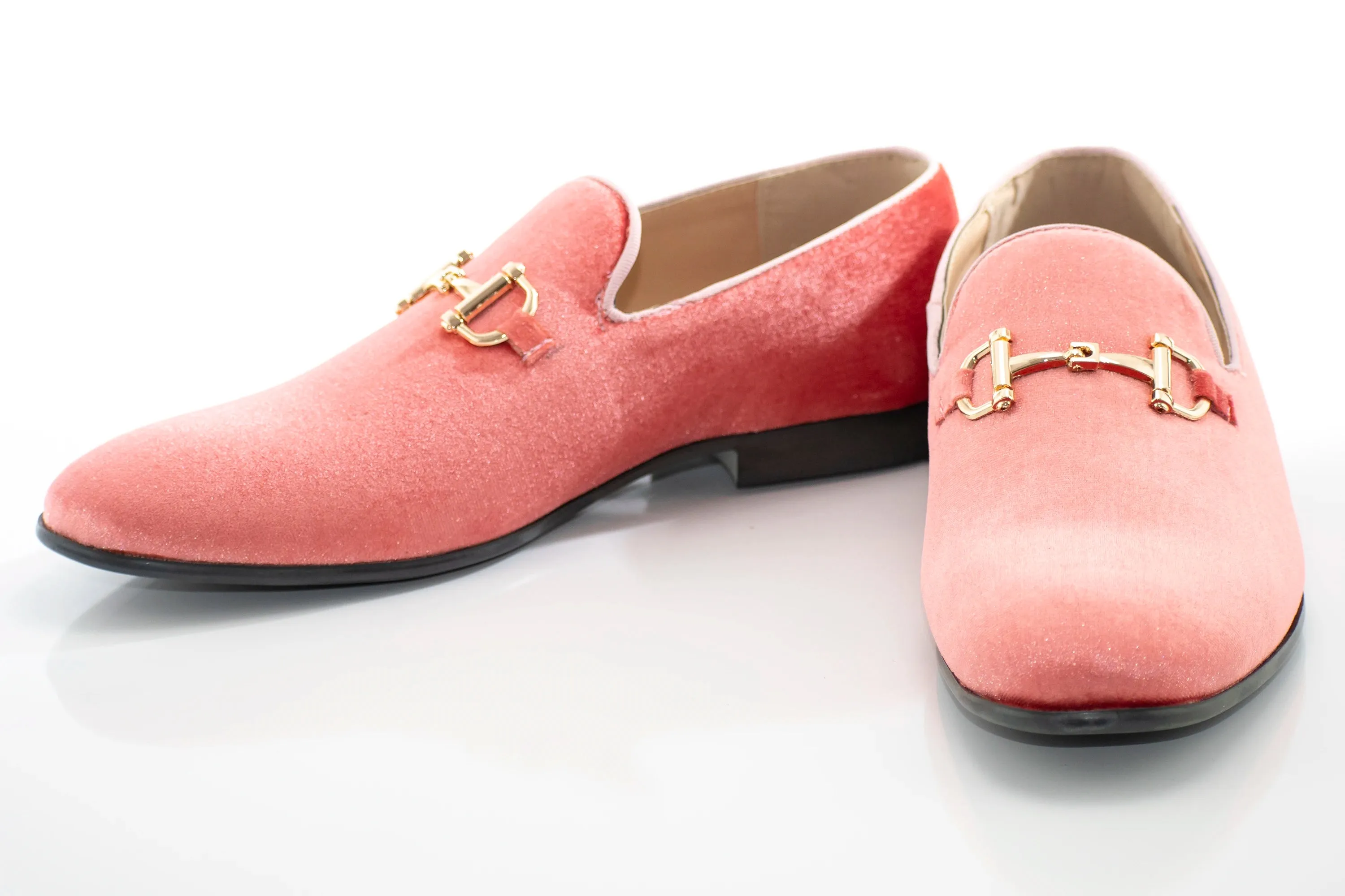 Coral Velvet Horsebit Smoking Loafer