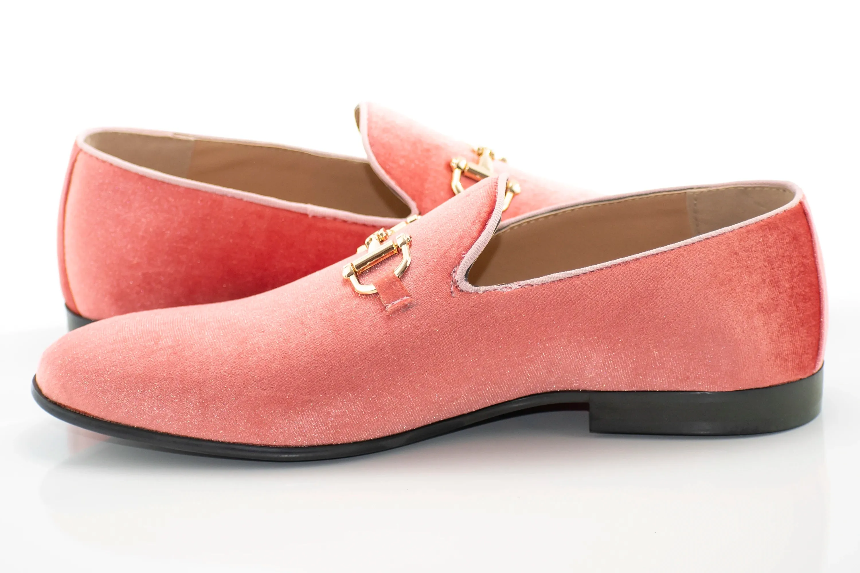 Coral Velvet Horsebit Smoking Loafer