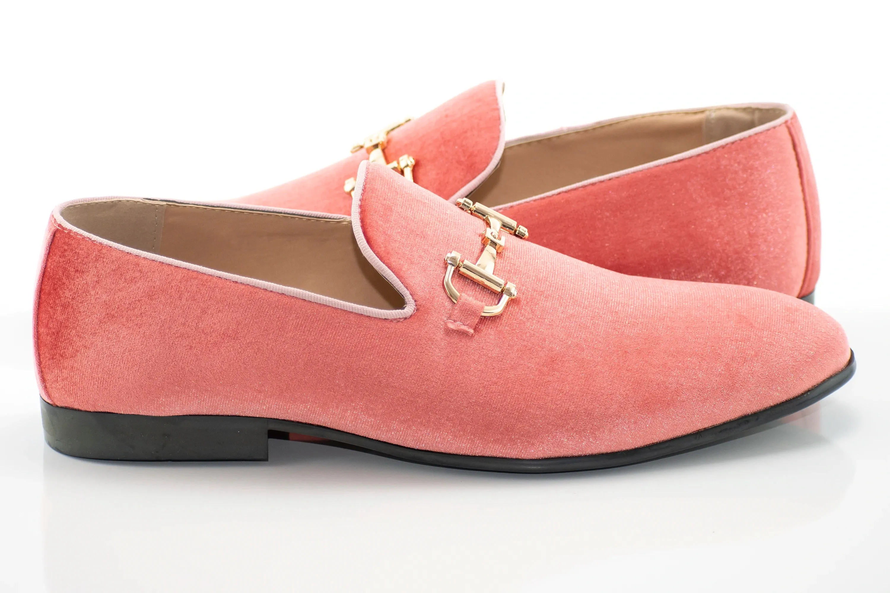 Coral Velvet Horsebit Smoking Loafer