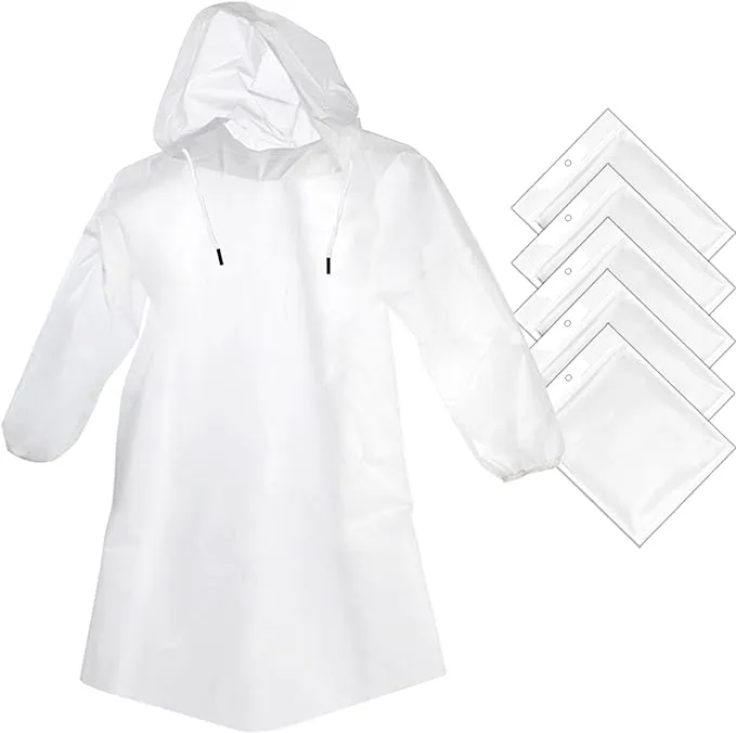 Cosowe Rain Ponchos Disposable for Adults Women, Clear Family Pack Raincoats with Hood Sleeves for Disney Travel