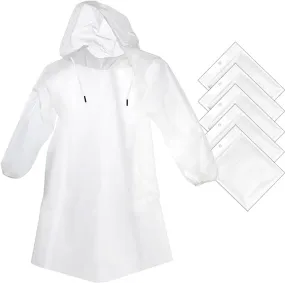 Cosowe Rain Ponchos Disposable for Adults Women, Clear Family Pack Raincoats with Hood Sleeves for Disney Travel
