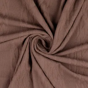 Cotton Cable Knit Fabric in Brown