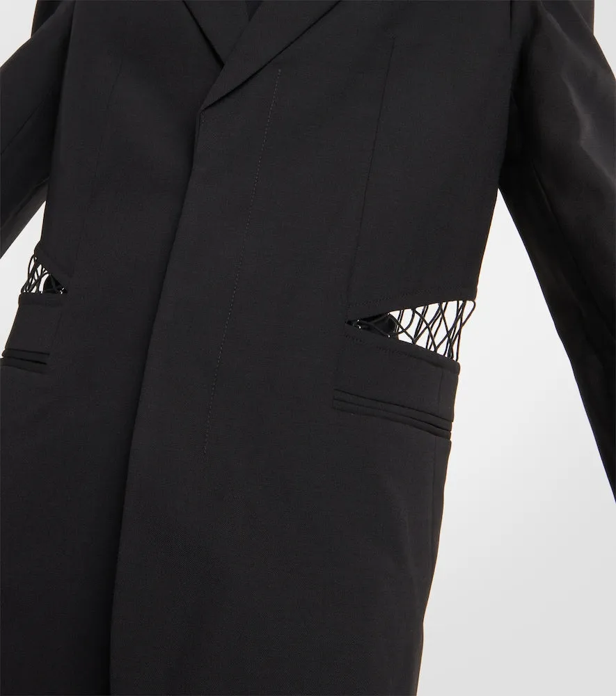 Dion Lee Lace-trimmed cutout wool blazer