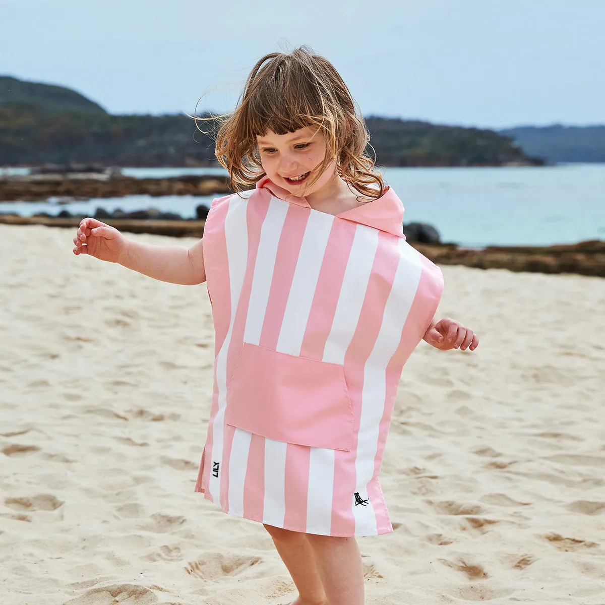Dock & Bay Poncho Kids - Malibu Pink - Customized Embroidery Personalized for You