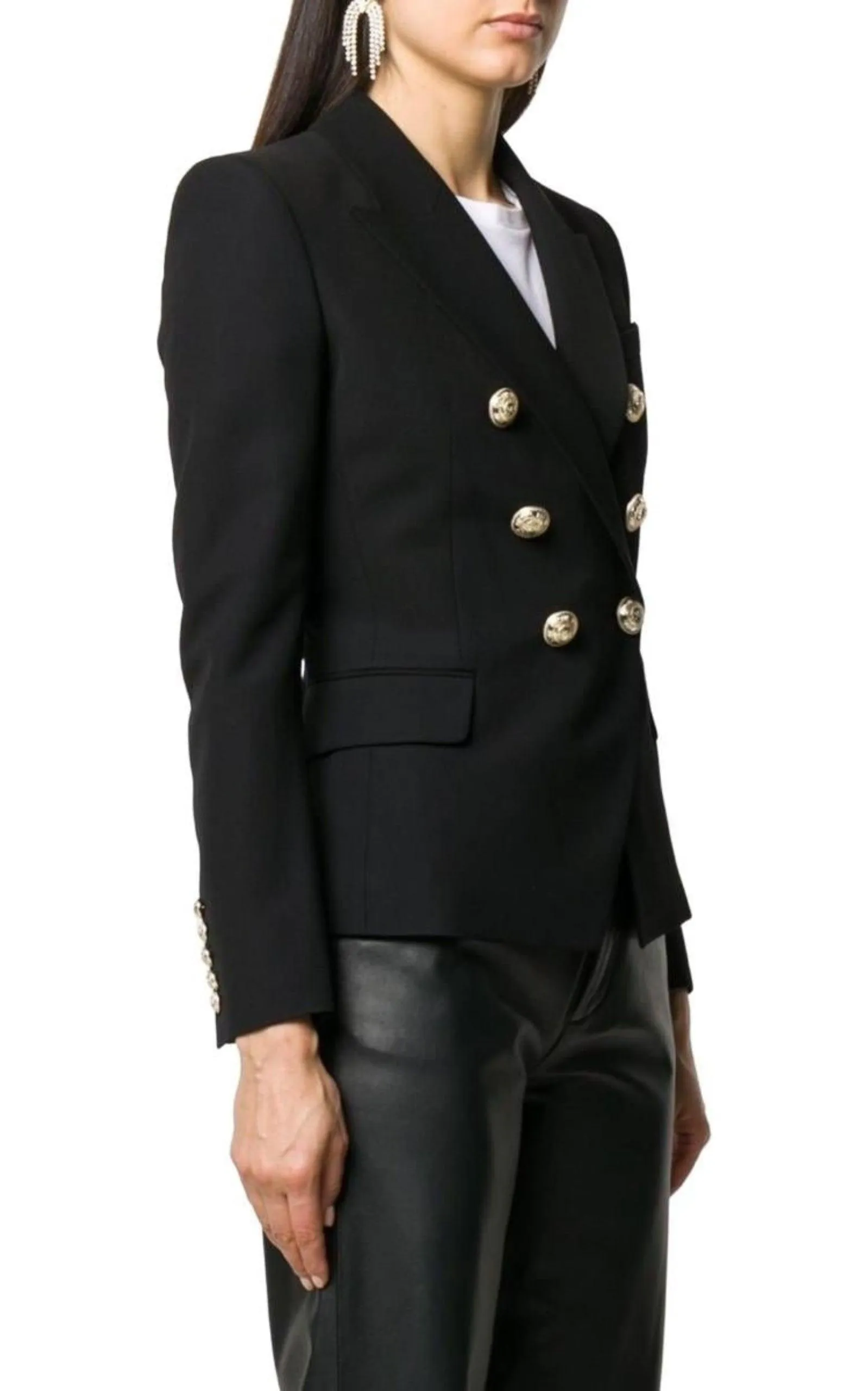 Double Breasted Black Blazer Jacket
