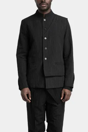 Double front pinstripe linen mix blazer jacket