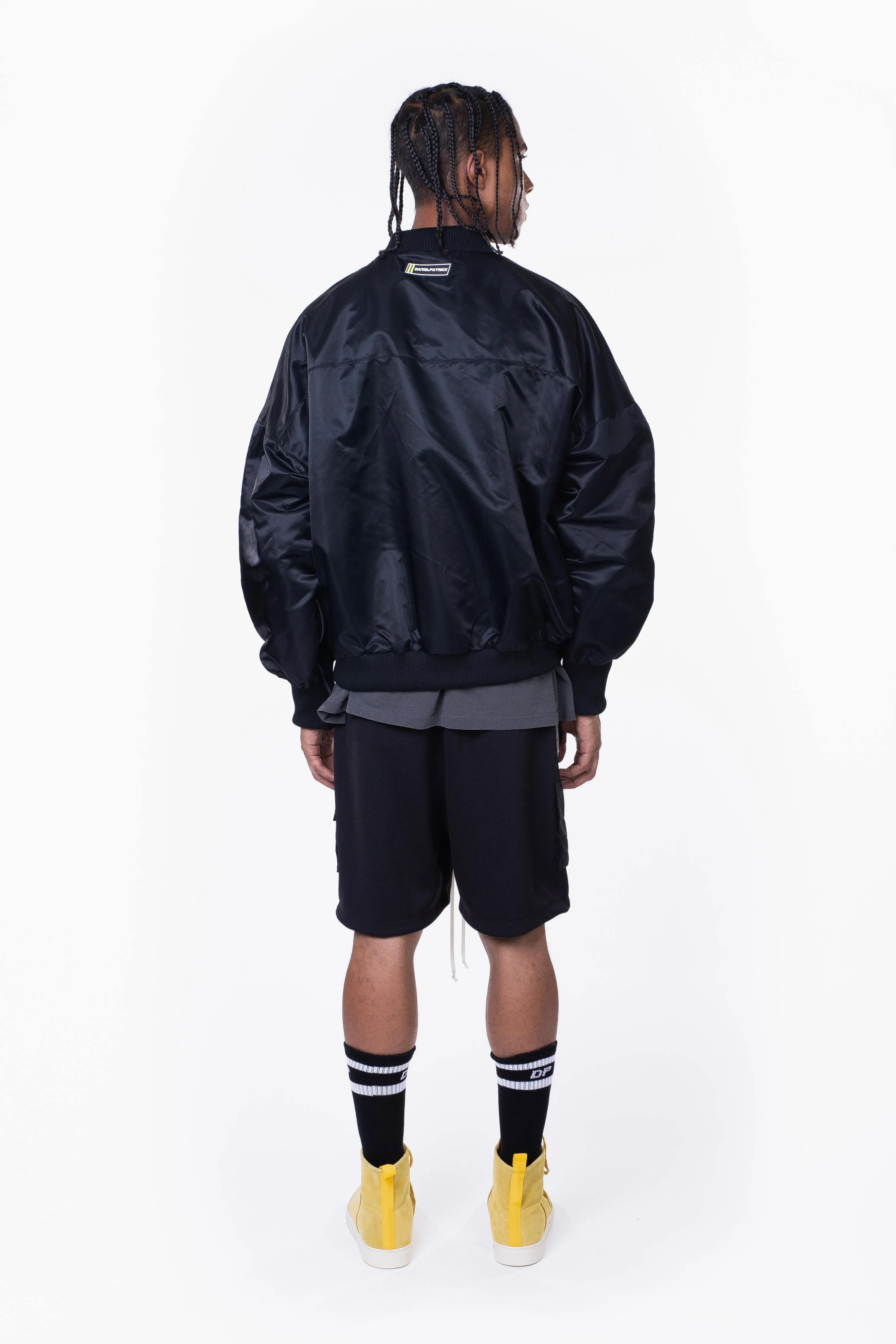 DP embroidered sleeve bomber / black   cobalt