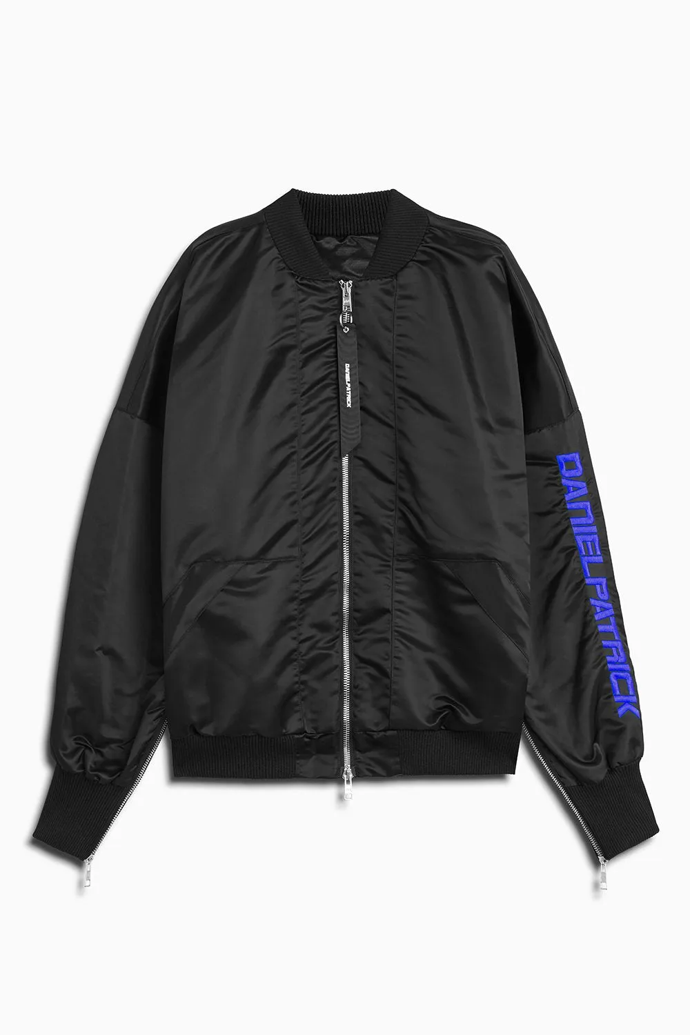 DP embroidered sleeve bomber / black   cobalt
