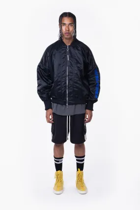 DP embroidered sleeve bomber / black   cobalt
