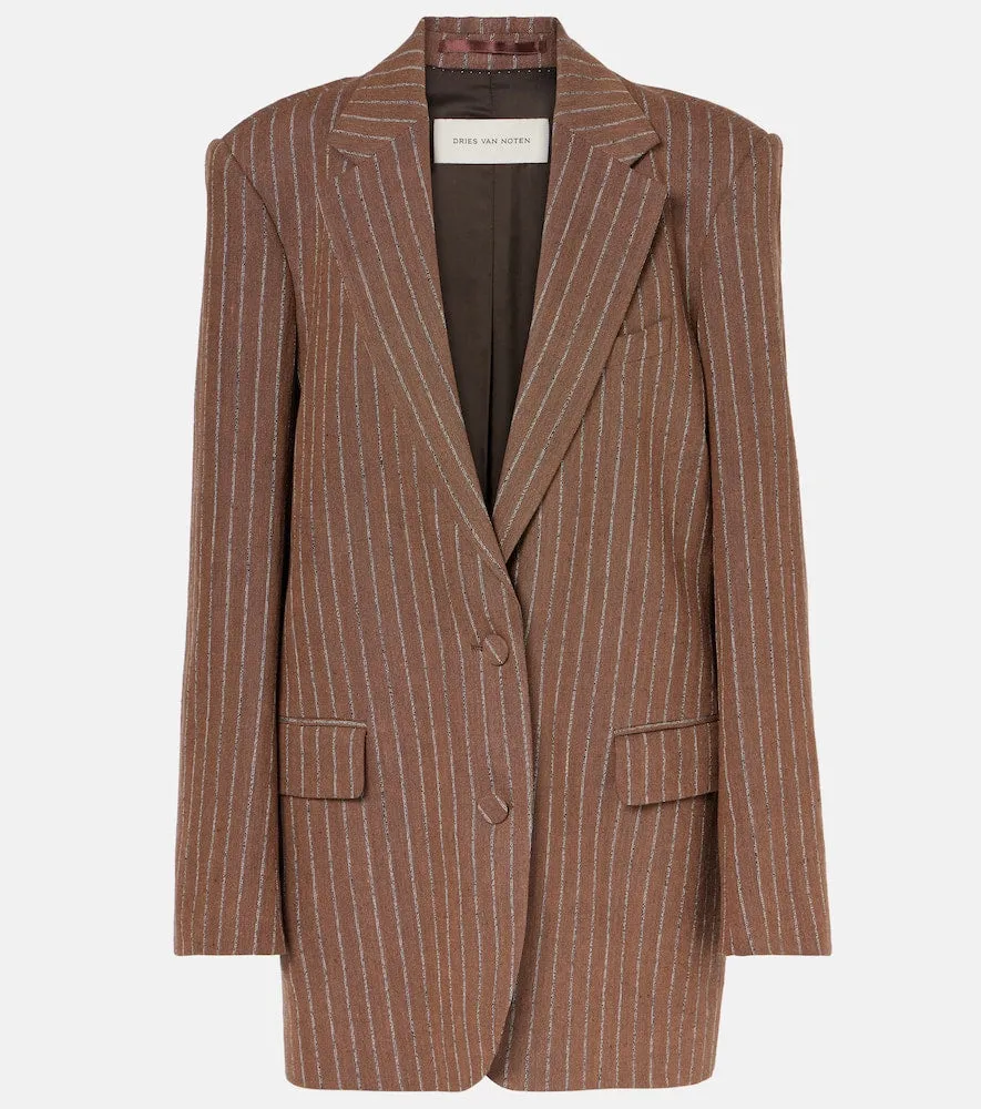 Dries Van Noten Striped linen-blend blazer