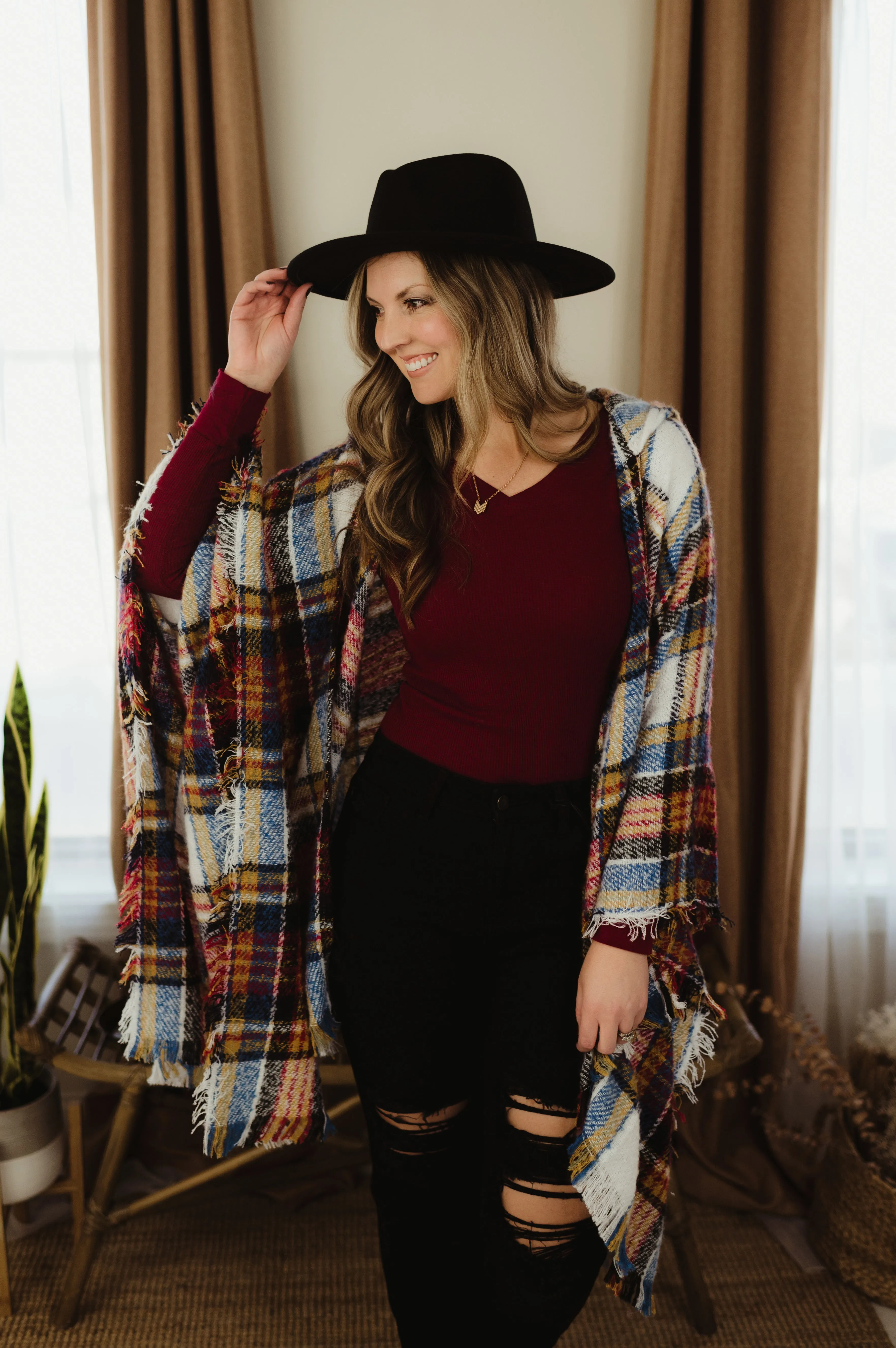 Dye Plaid Ruana