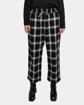 Elastic Drawstring Plaid Pant