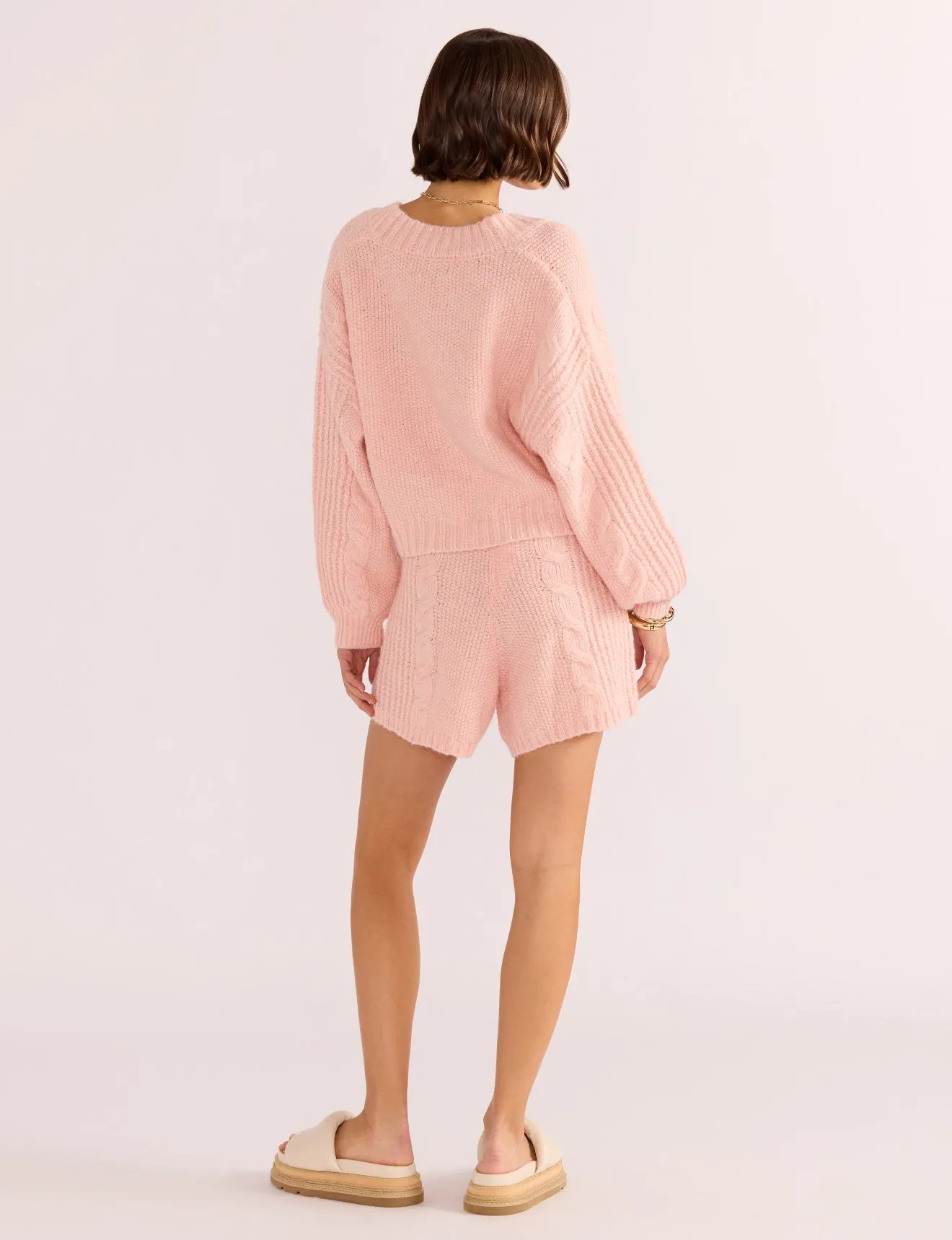 Eloise Cable Knit Cardigan - Blush