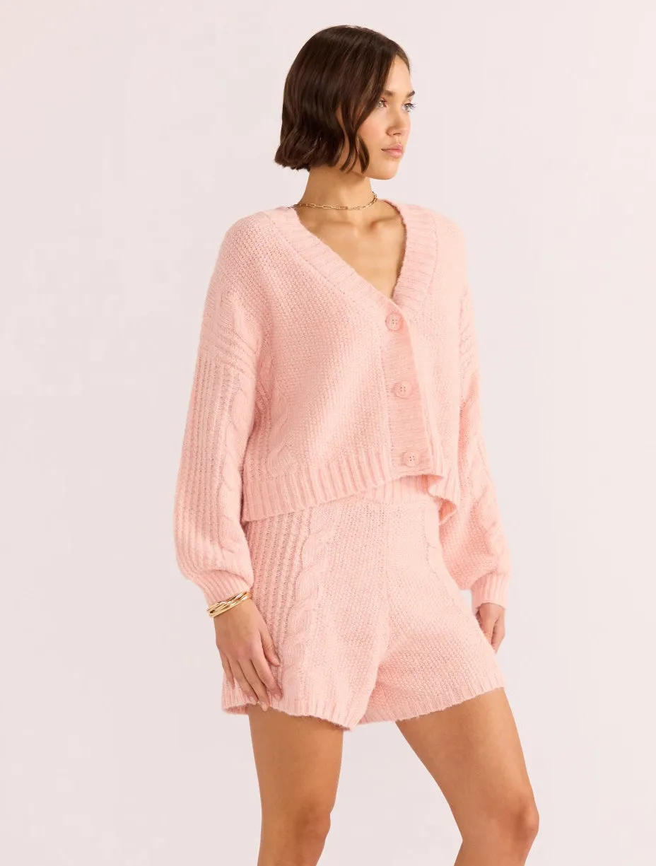 Eloise Cable Knit Cardigan - Blush