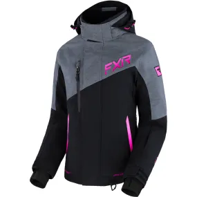 FXR Edge Snowmobile Jacket Black/Mid Grey Heather/Raspberry Fade