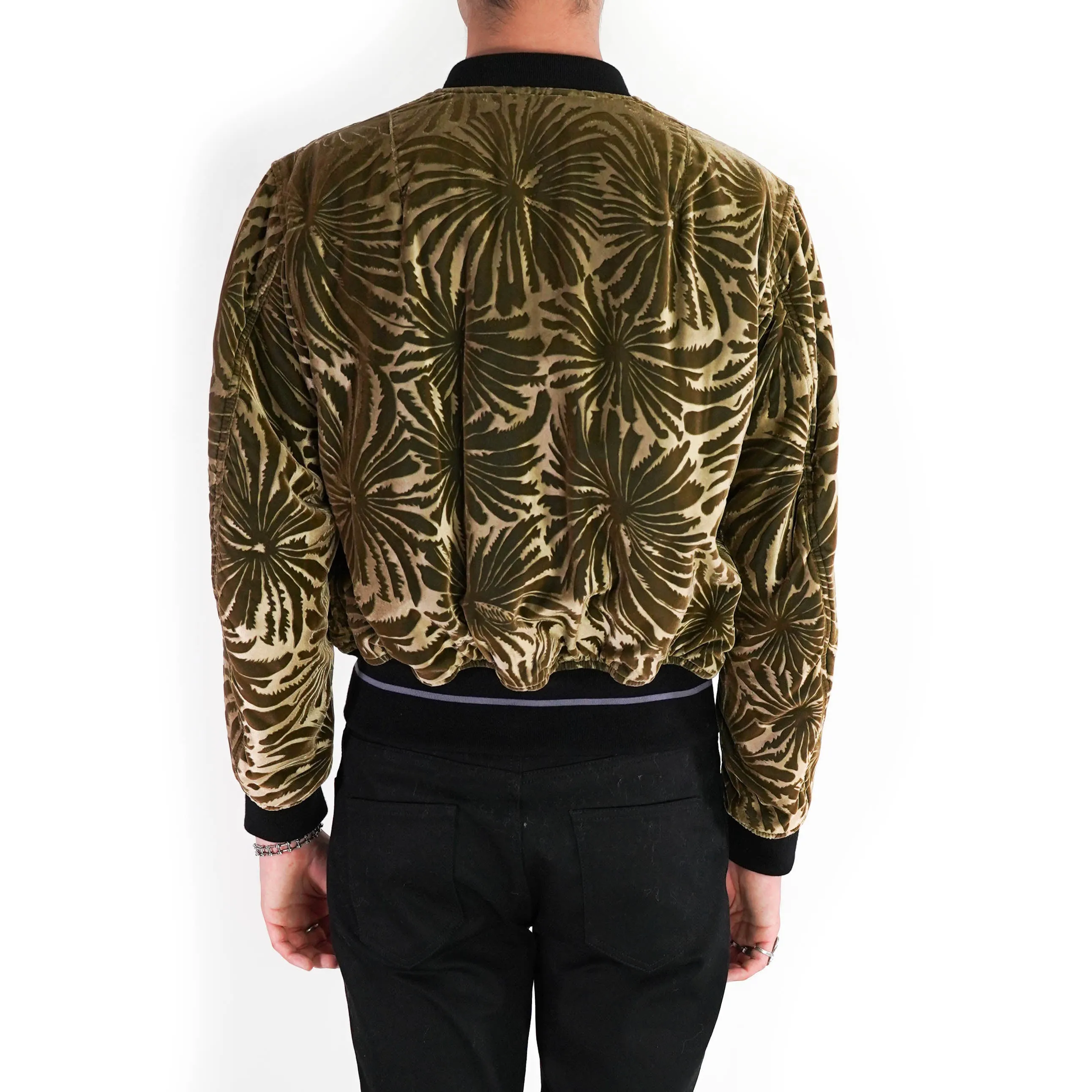 Golden Palm Velvet Bomber
