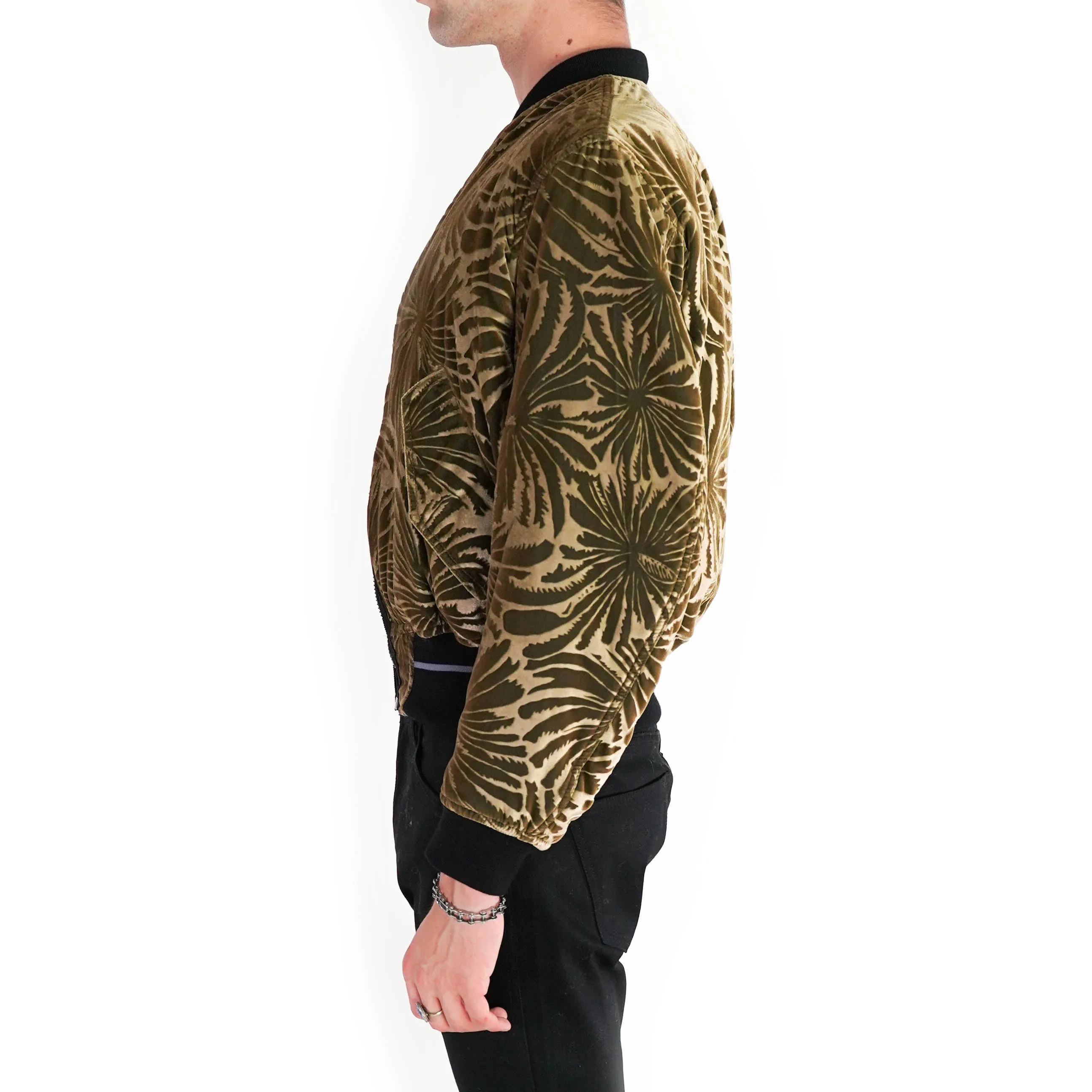 Golden Palm Velvet Bomber