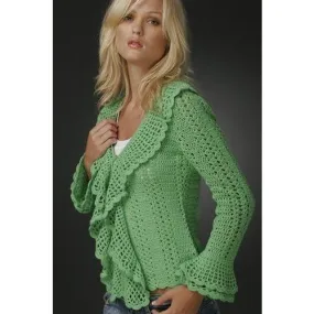 Green crochet  cardigan long sleeves