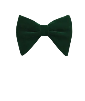 Green men's velvet bowtie and pocket square