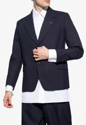 Herringbone Single-Breasted Wool Blazer