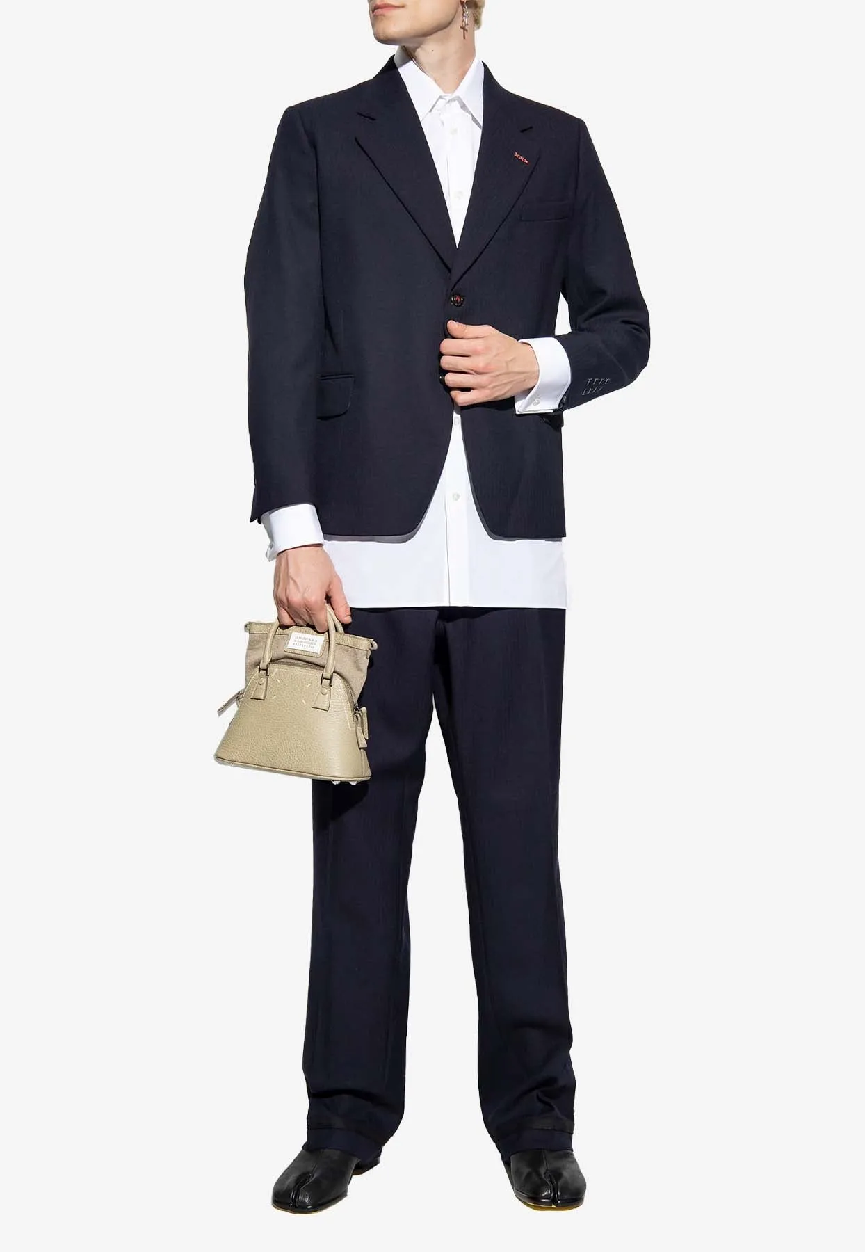 Herringbone Single-Breasted Wool Blazer