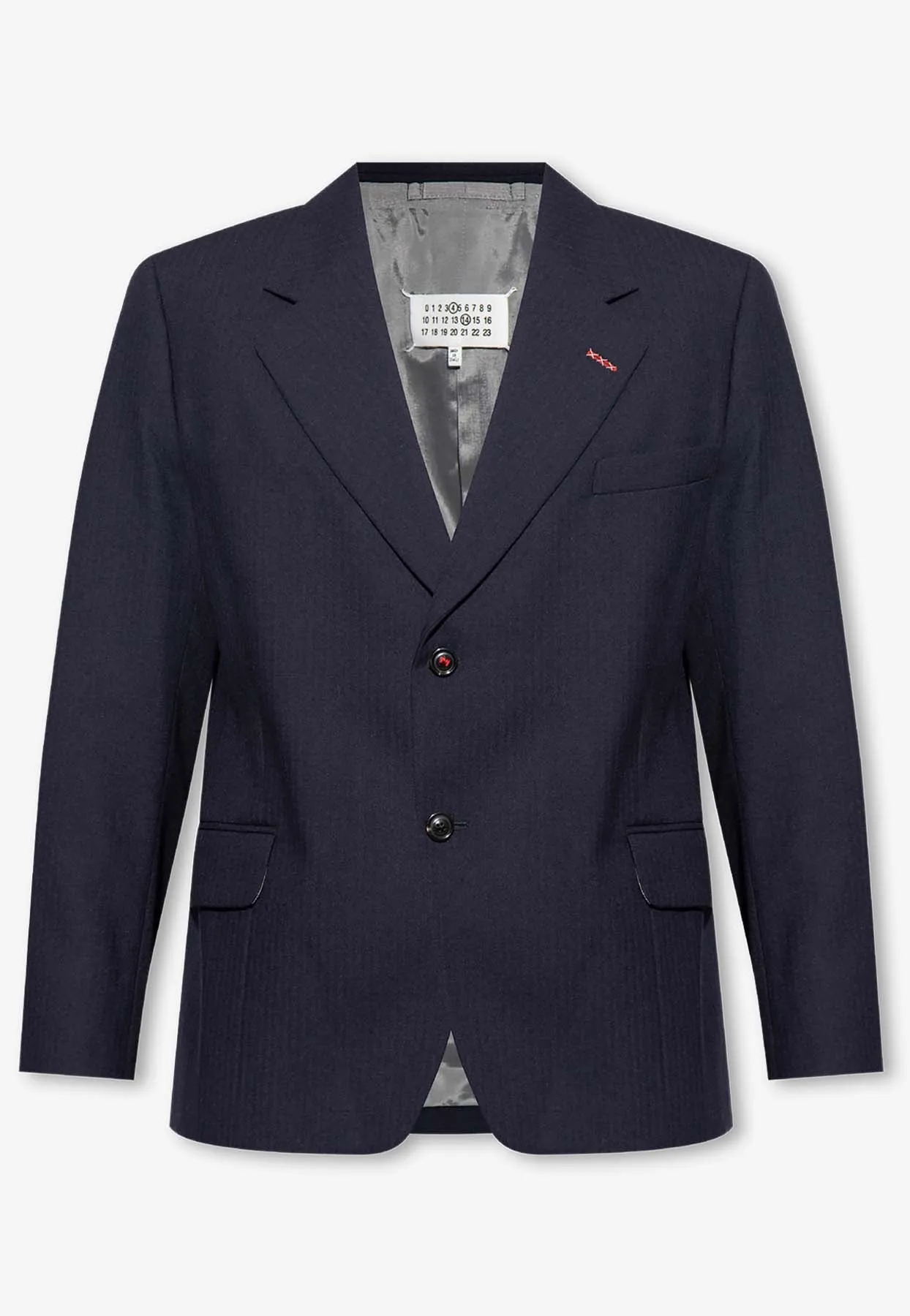 Herringbone Single-Breasted Wool Blazer