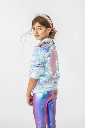 Iridescent Angel Sequin Flip Bomber