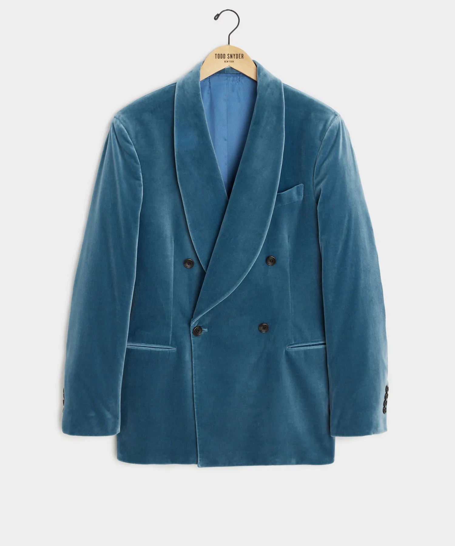 Italian Double Breasted Velvet Tuxedo in Turquoise
