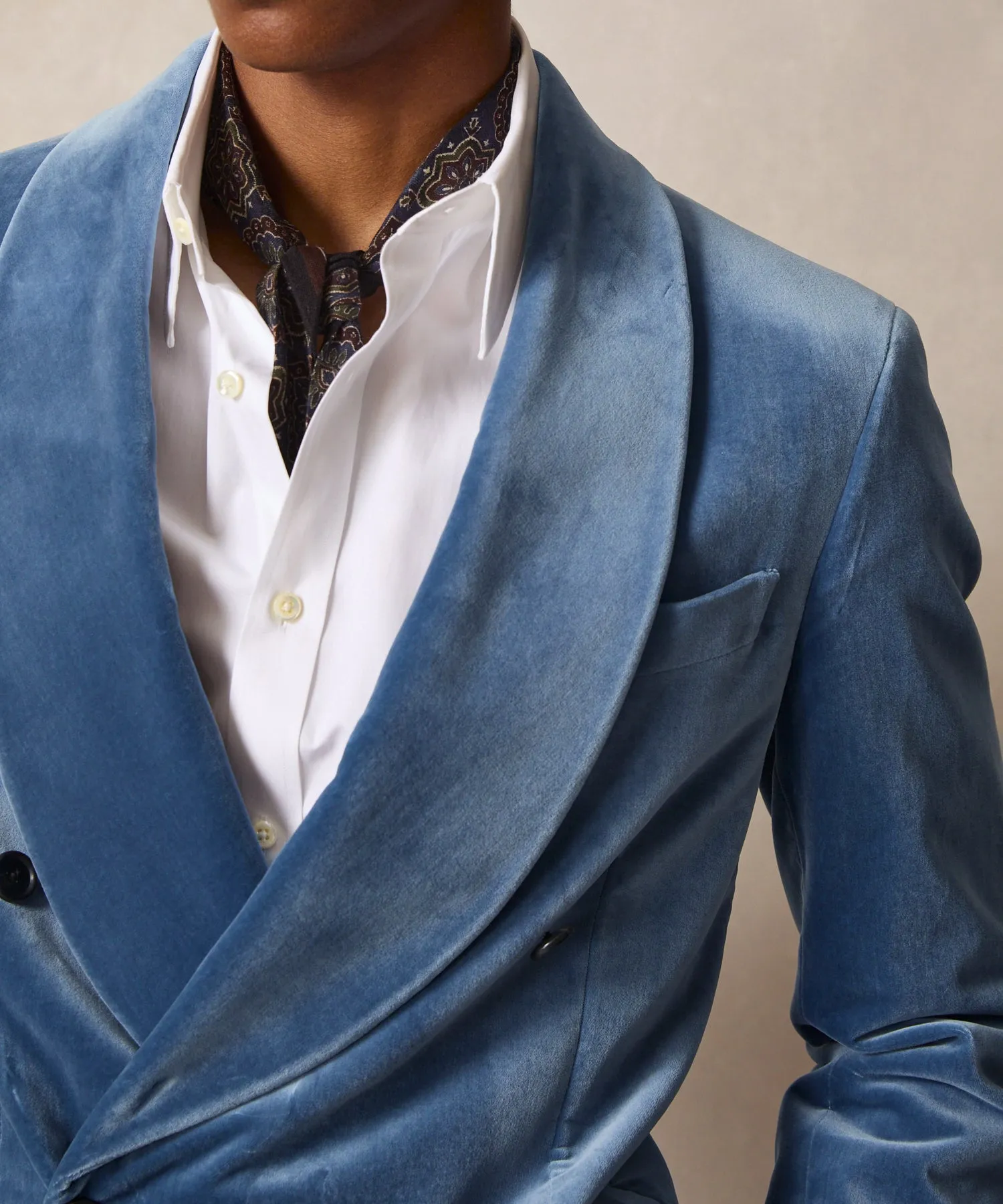 Italian Double Breasted Velvet Tuxedo in Turquoise