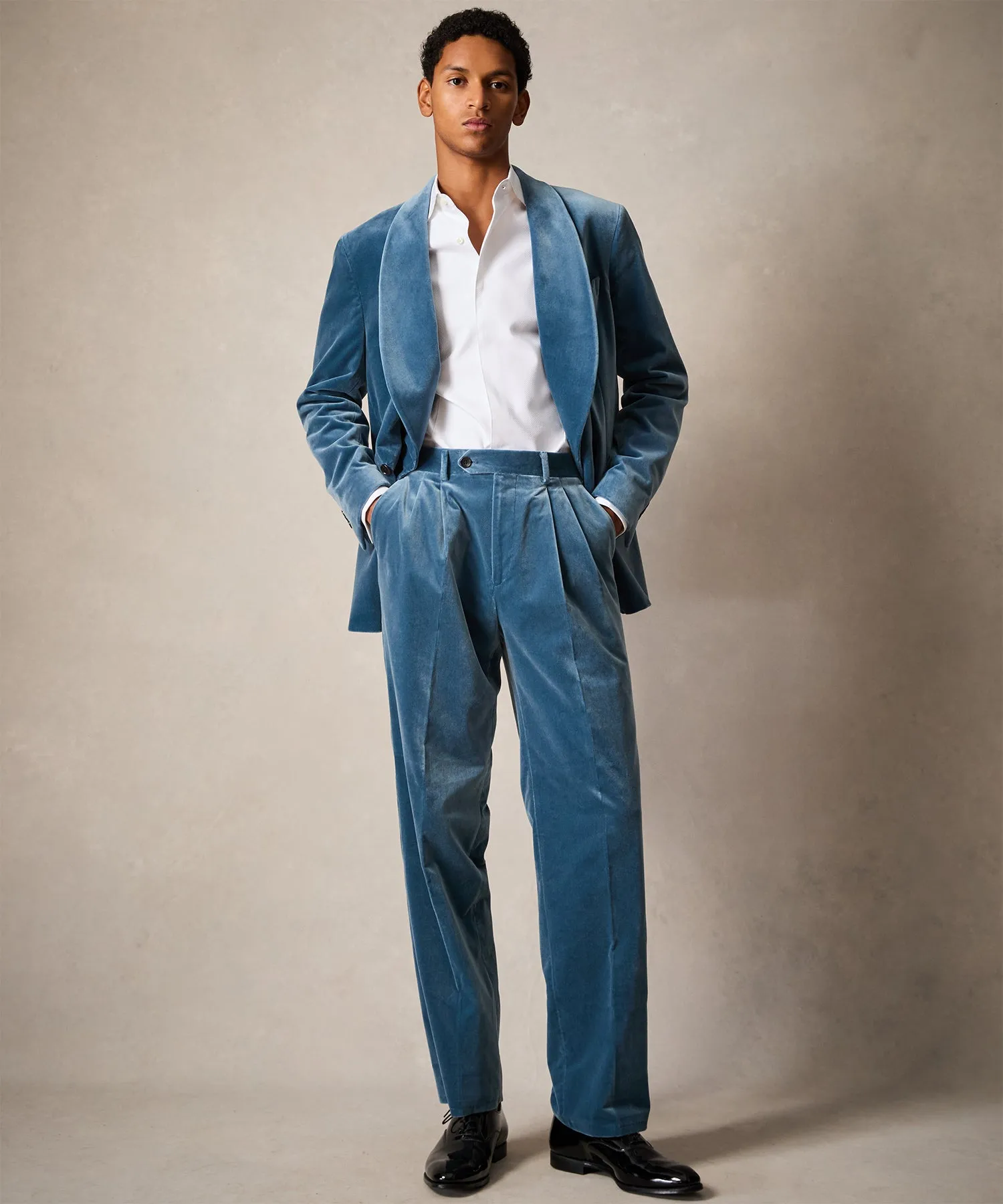Italian Double Breasted Velvet Tuxedo in Turquoise