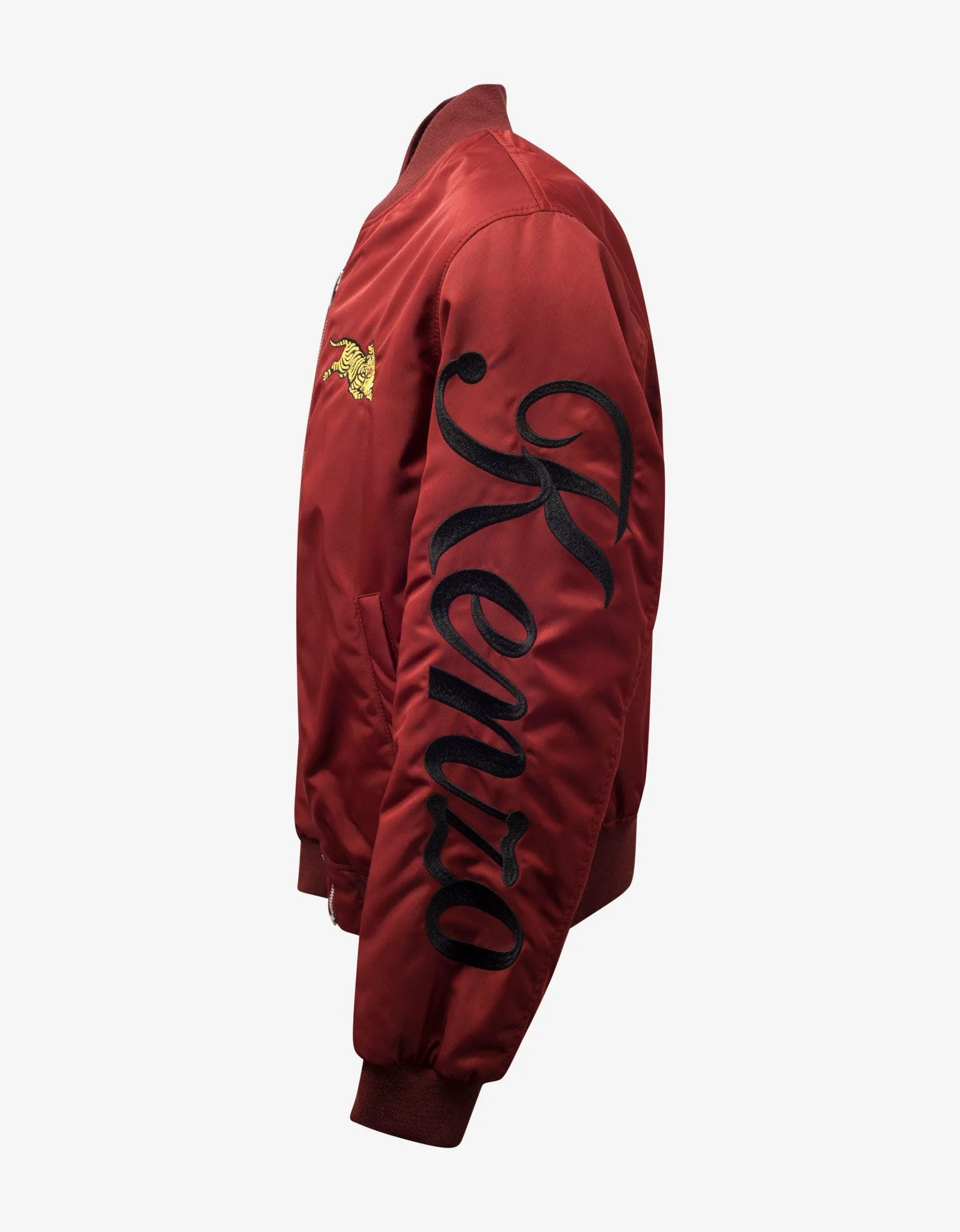 Kenzo Burgundy Jumping Tiger Bomber Jacket