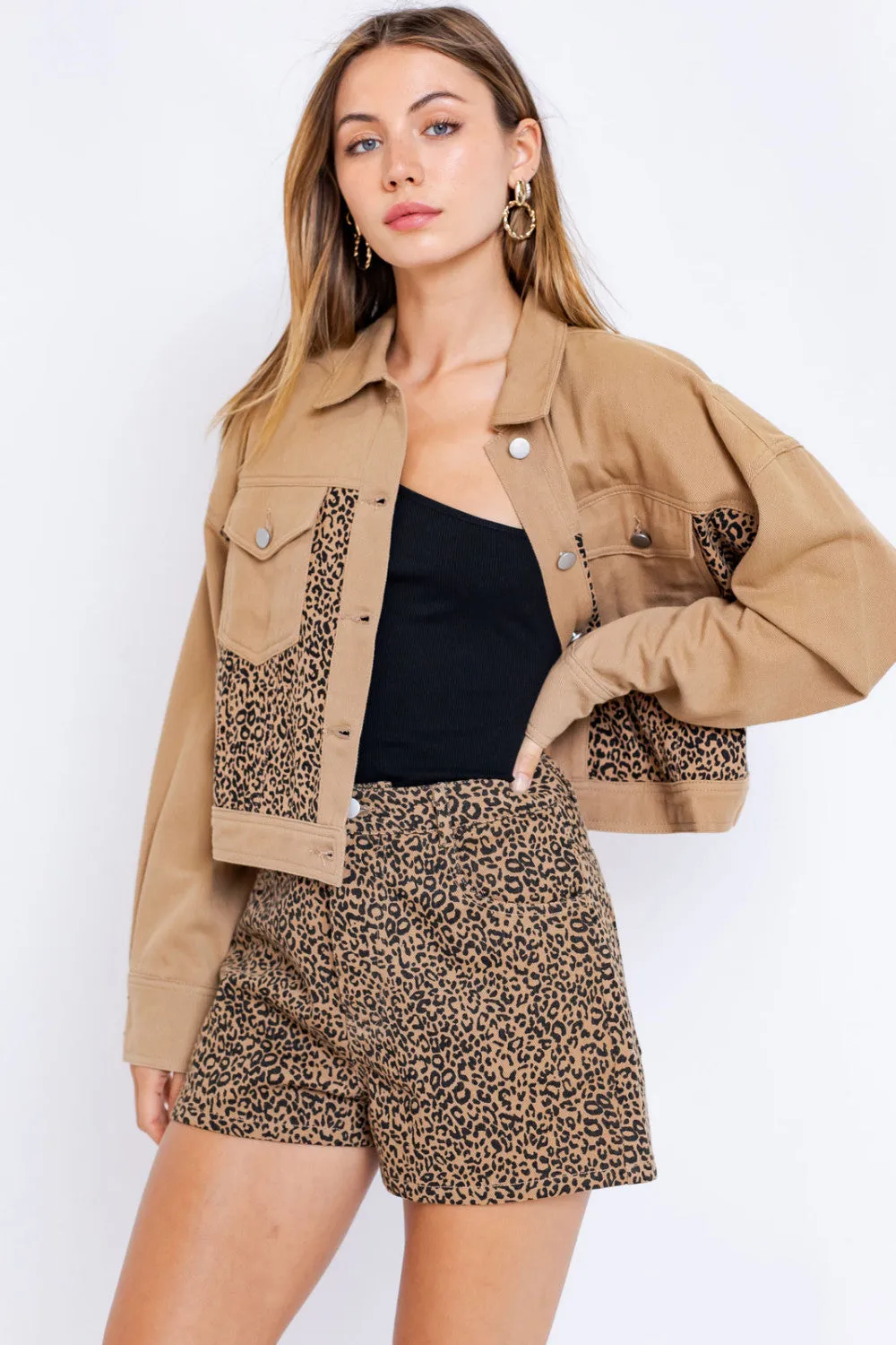 LEOPARD CONTRAST TWILL JACKET