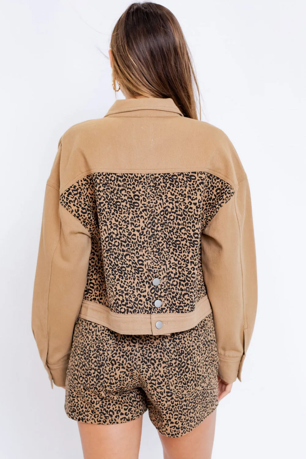 LEOPARD CONTRAST TWILL JACKET