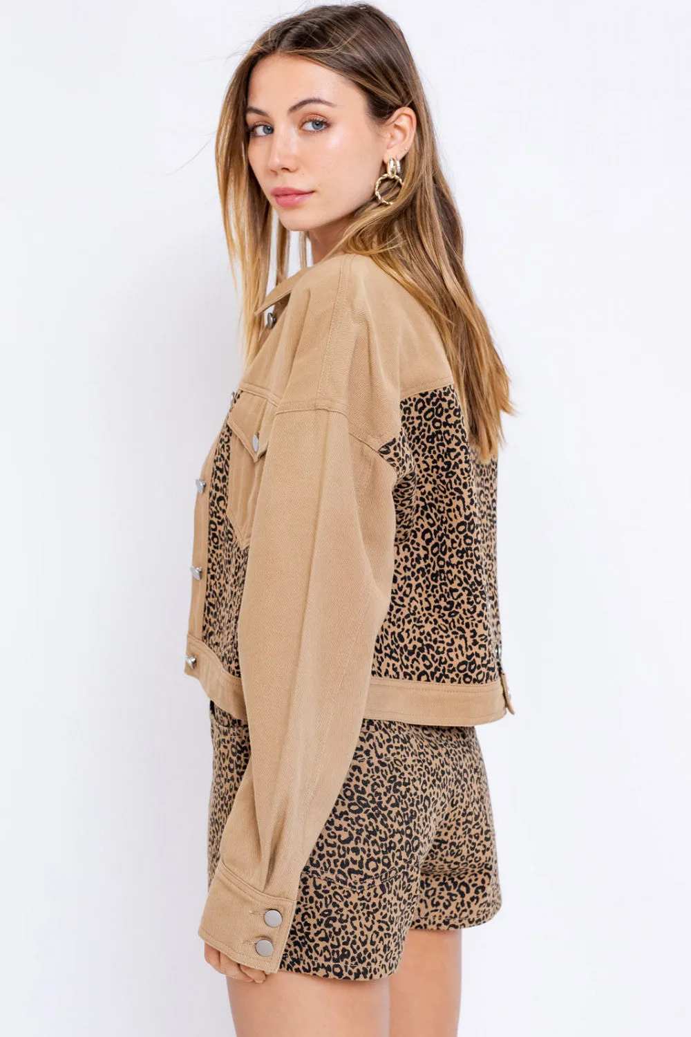 LEOPARD CONTRAST TWILL JACKET