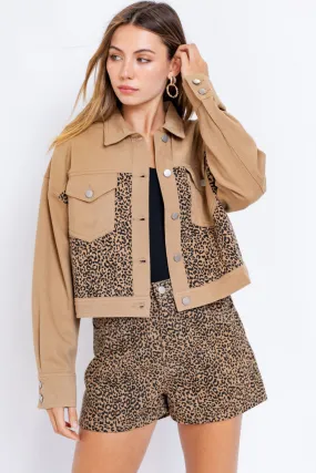 LEOPARD CONTRAST TWILL JACKET