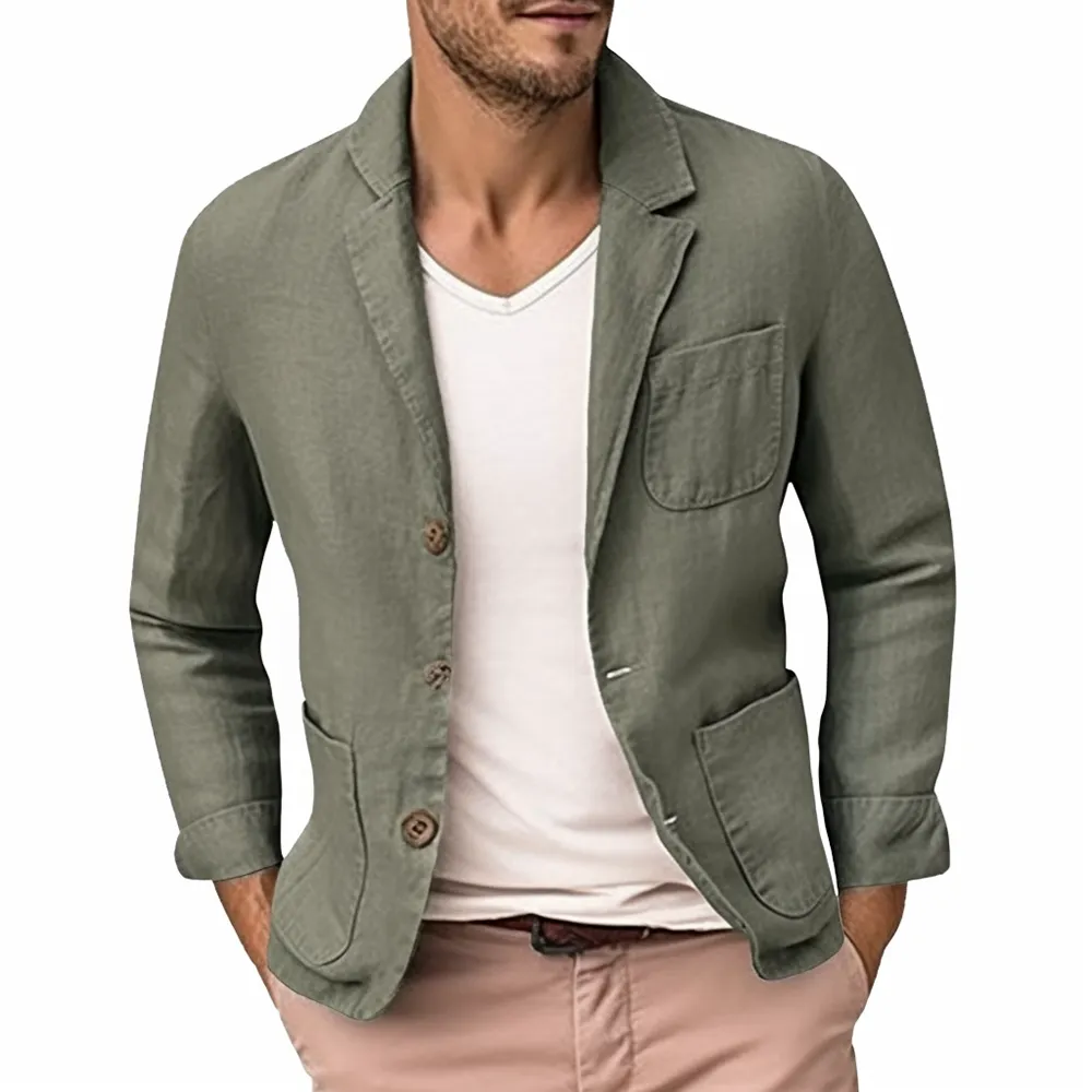 Light Green Linen Jacket Men
