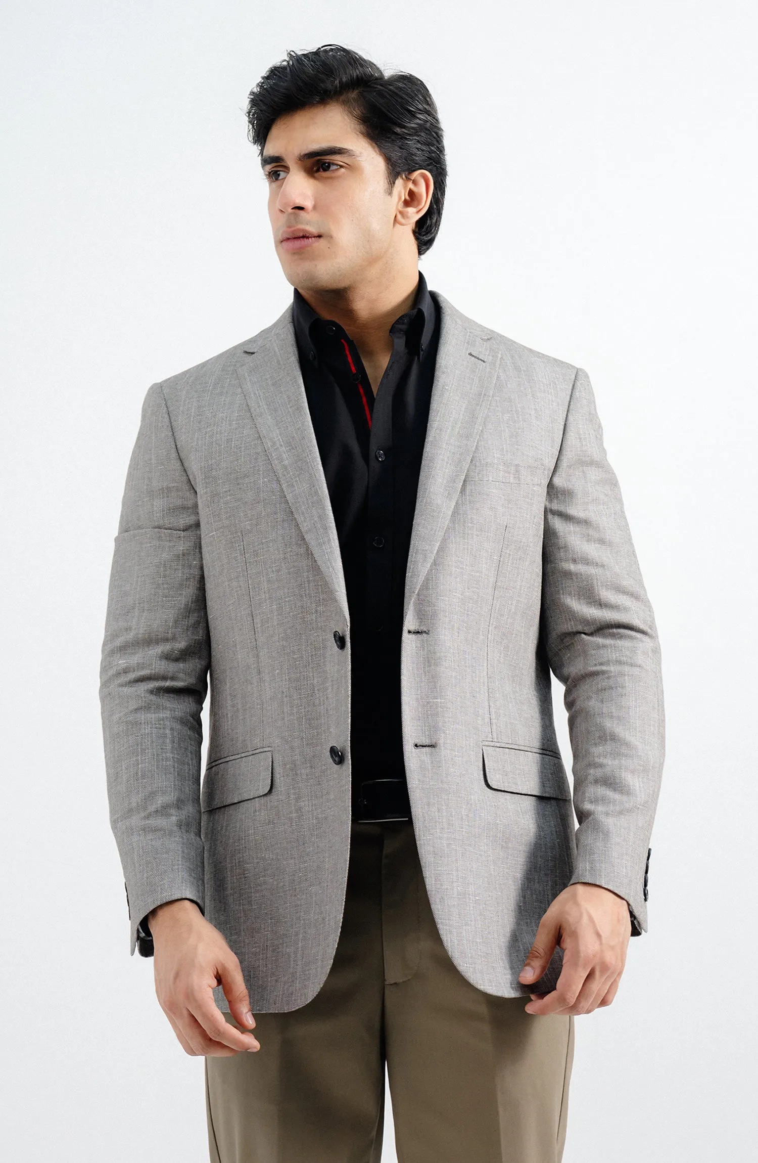 LINEN BLAZER -  BROWN